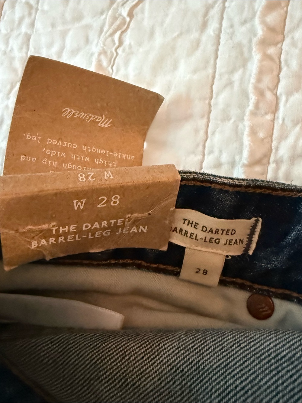 NWT Madewell Darted Barrel Leg Jean 28 Irmo Wash Rigid - Picture 12 of 14